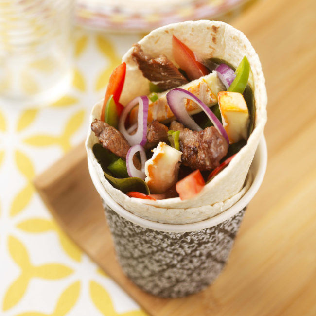 Texan-style beef wraps with Fromager d’Affinois Campagnier