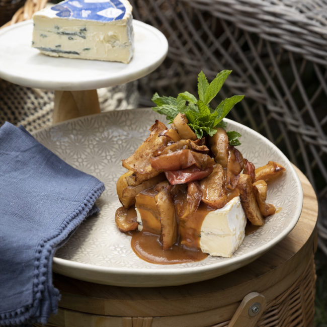 Baked apples and salted caramel sauce  