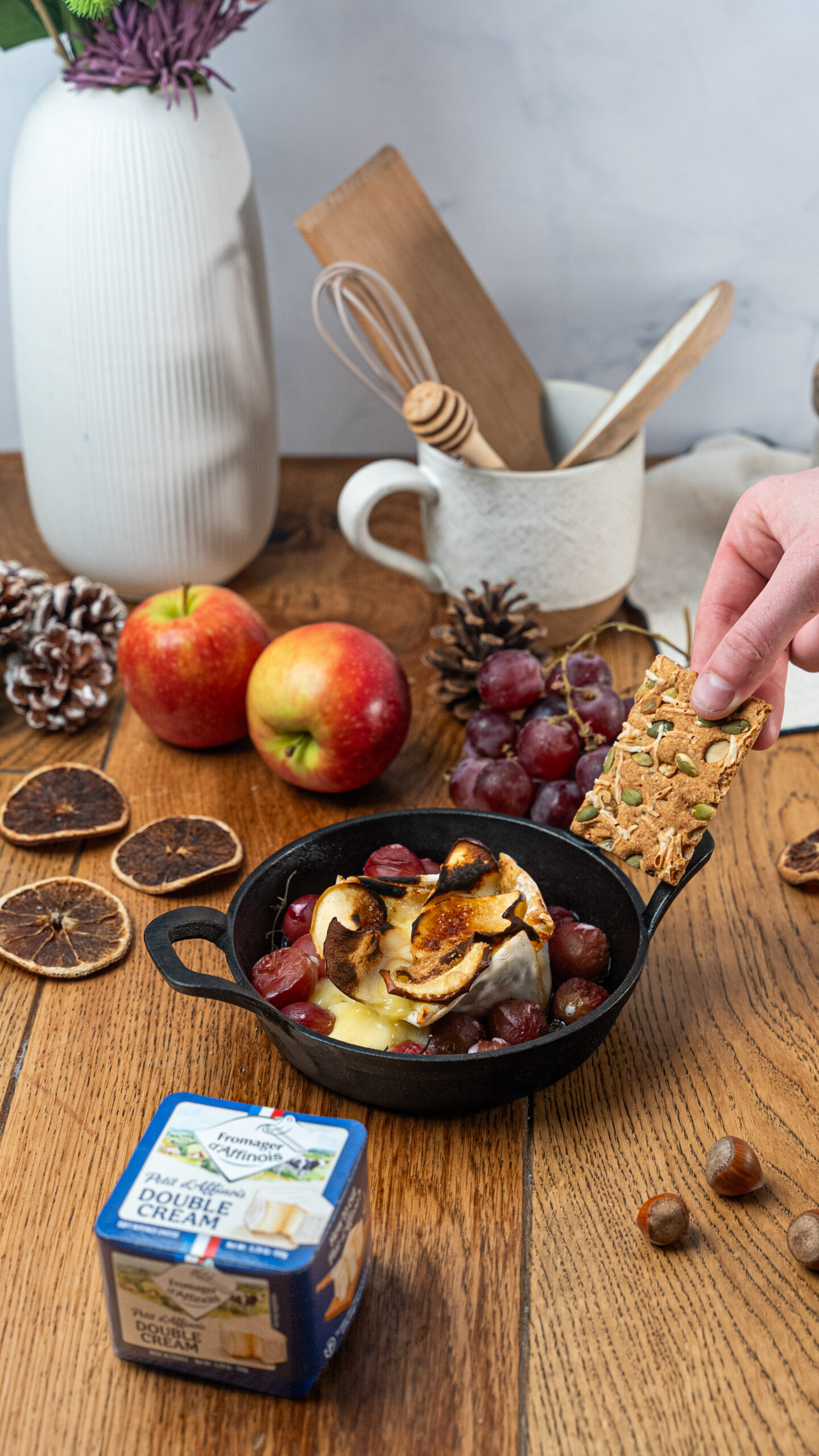 Grilled Fromager d'Affinois Petit d'Affinois Double Cream and Roasted Apple Grapes - Fromager d'affi
