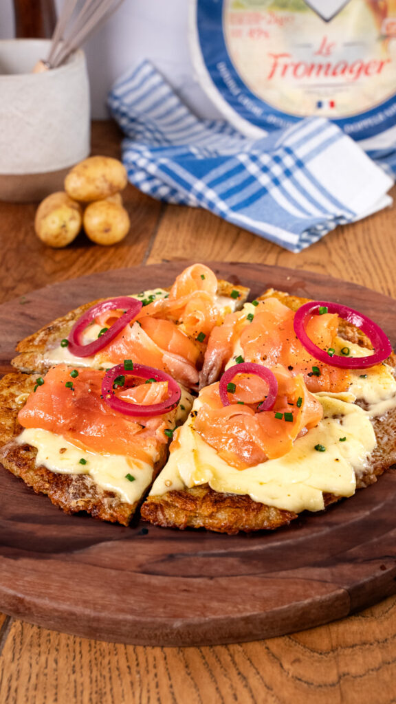 Smashed potatoes tart with Salmon and Fromager d'Affinois Le Fromager